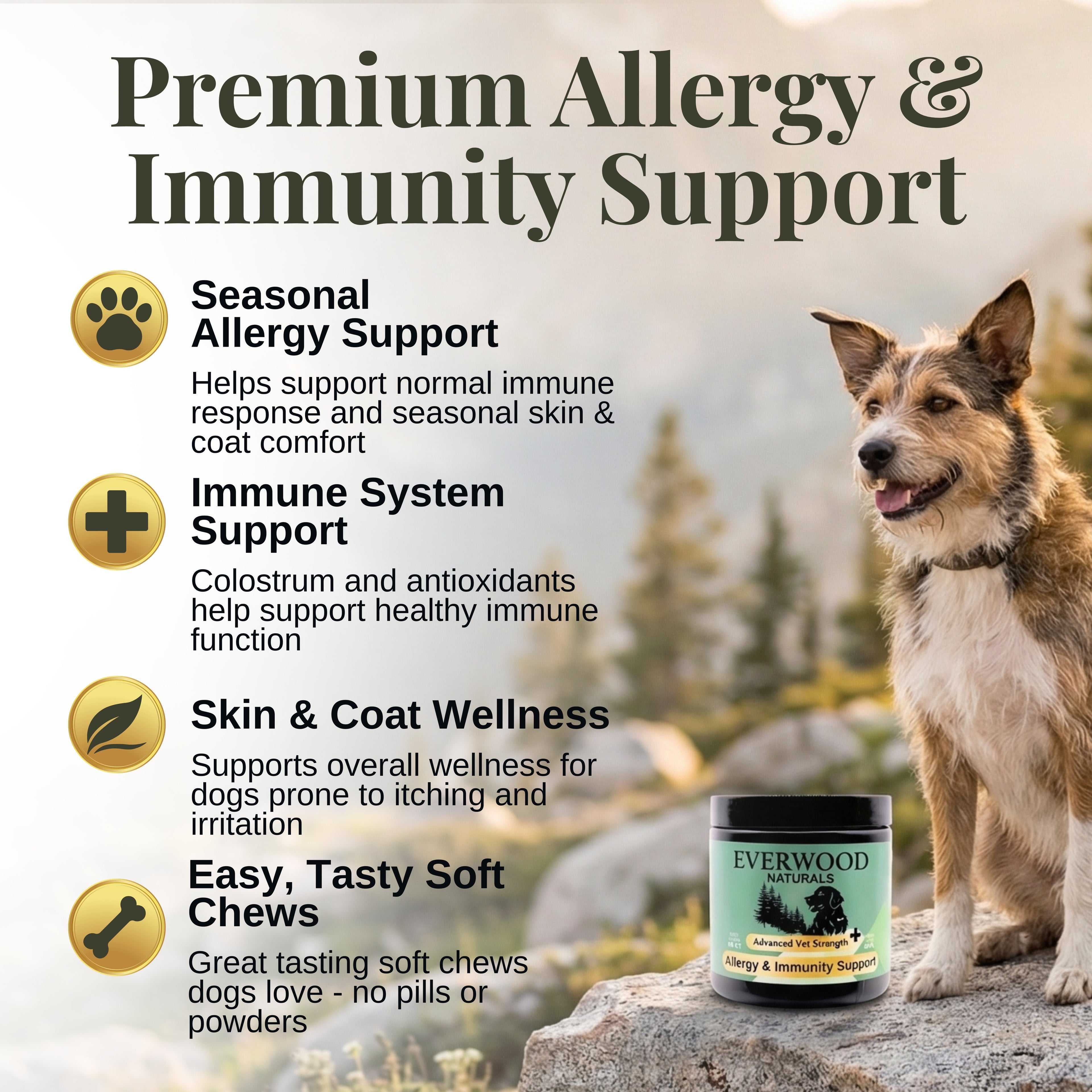 Everwood Naturals Advanced Vet Strength Allergy & Immunity Dog Supplement Chews
