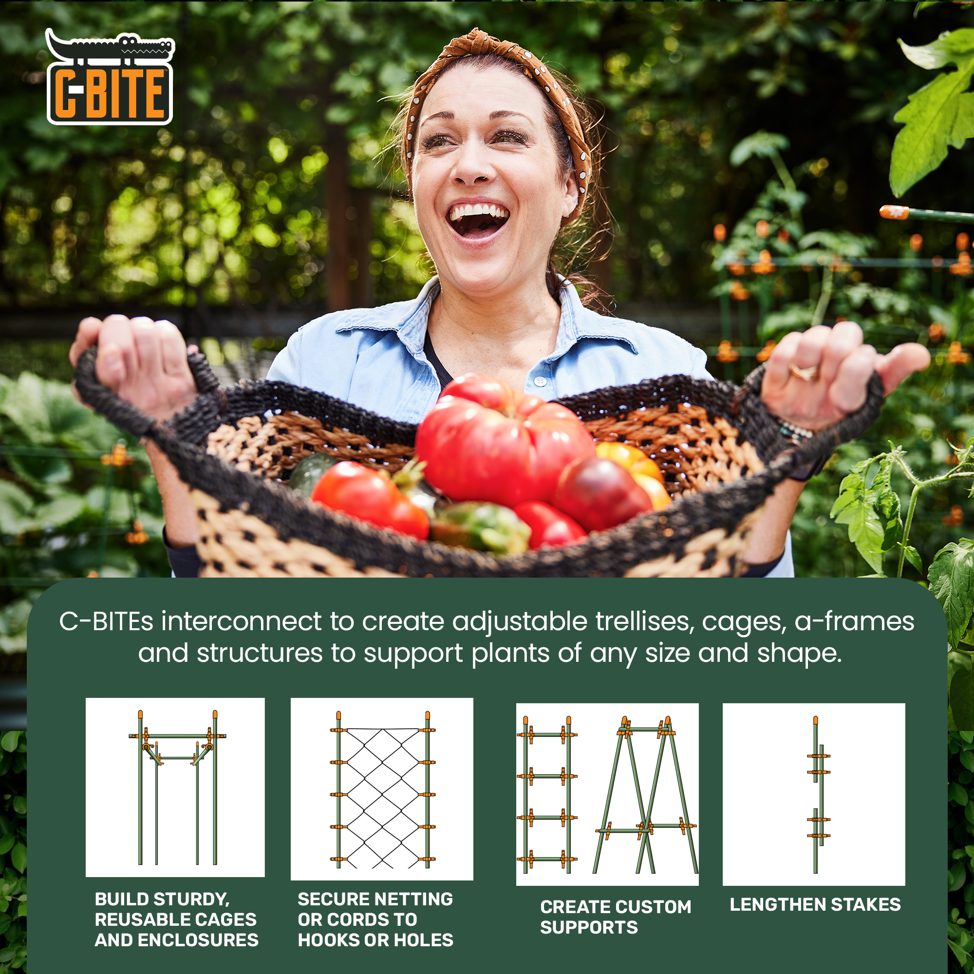 C-BITE Garden Stake Clips - Plant Support Connectors